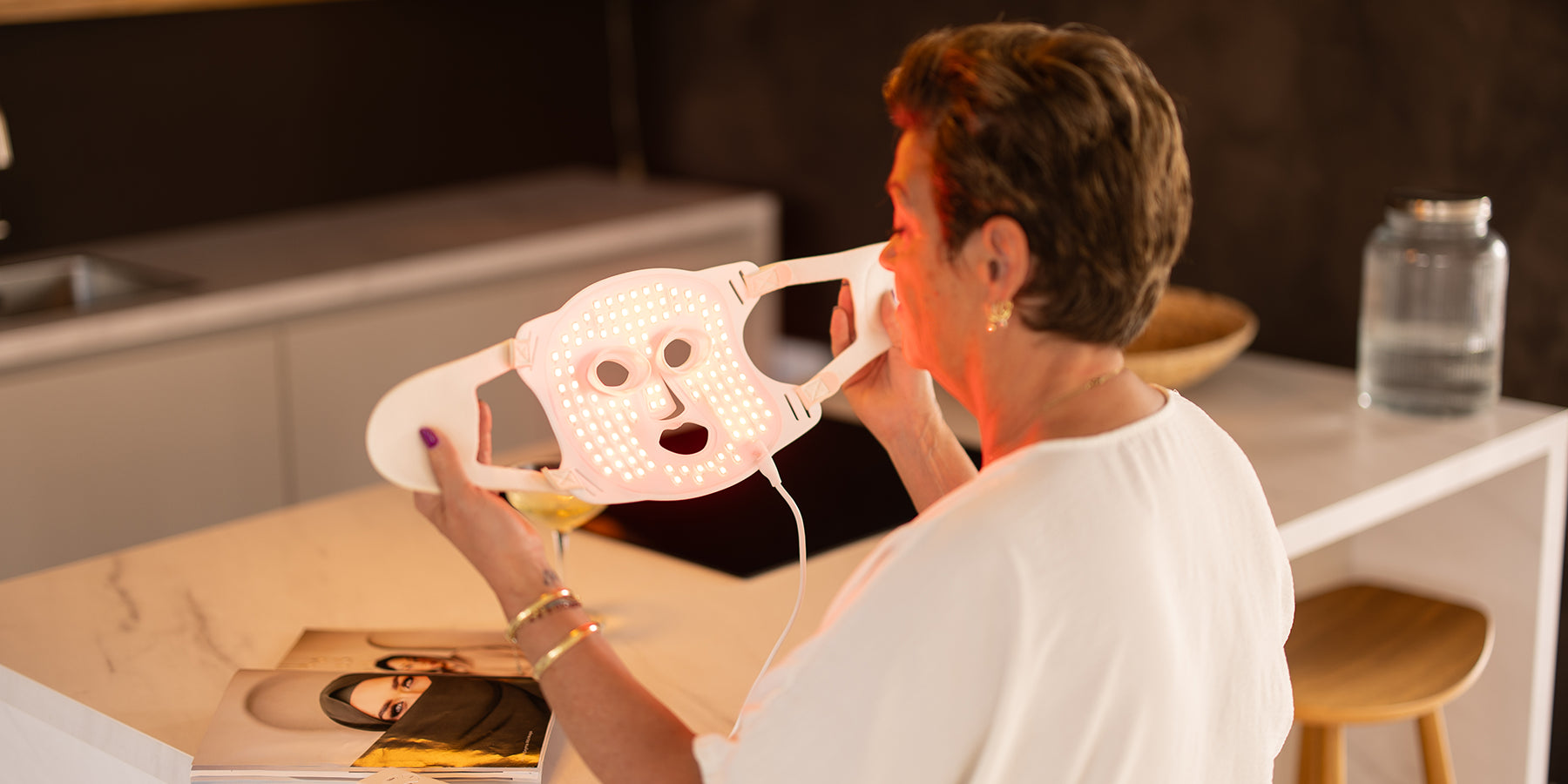 Máscara LED de luz roja